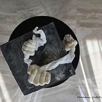 Hand made cake of  a human hand