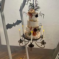 Haunted Hanging Chandelier Wedding Cake