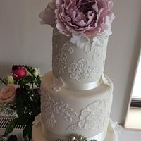 Peony wedding cake 