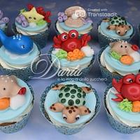 Sea animals cupcakes