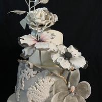 Fantasy Gelatin Flowers textured cake