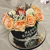 "Flowers gift box cake"