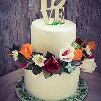 Birthdey's cake, sugar flowers 