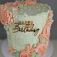 Peach & Eucalyptus Birthday Cake 