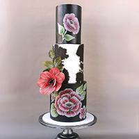 Black flower cake
