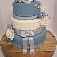 Blue Rustic Wedding Cake