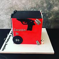 Completely hand modelled free hand painted no moulds no prints or templates used “Bond 007 cake”