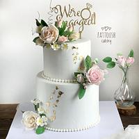 Wedding cake with gum paste roses