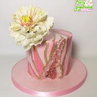 Pink marbled geode cake
