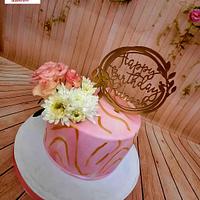 "Marbel cake with flowers"
