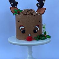 Rudolph the Red-Nosed Reindeer Cake