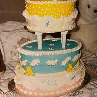 Playful Sheep Baby Shower Cake
