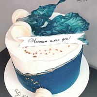 Blue & White Birthday cake for man