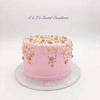 Pink and gold birthday cake 