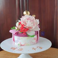 Floral Gift Box Cake 