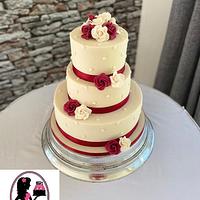 Red and Ivory wedding cake