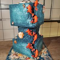 Anniversary cake under sea 