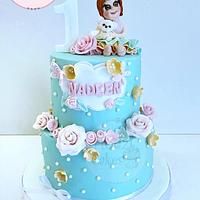 Floral Girl First Birthday Cake
