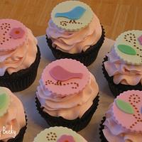 Love Birds Baby Shower Cupcakes