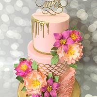Pink and Fuchsia Wedding Cake