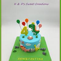 Cute dinosaurs birthday cake
