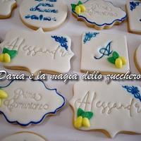 lemons themed first communion cookies