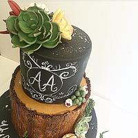 Birthday Cake adorned with Succulents