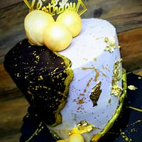 Black and gold cake