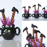 Witch in a cauldron cake-pops