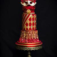The golden venetian mask in Rosso