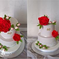 Birthday cake with sugar roses