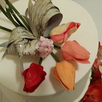 Three tier Tulips Wedding Cake