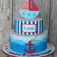 Nautical themed 1st Birthday cake