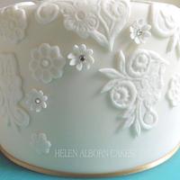 Gilded rose wedding cake