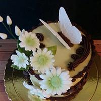 Daisy flowers and Butterfly Cake