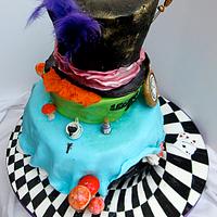 Mad Hatters cake, my first topsy turvy