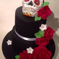 Candy skull wedding cake