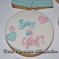 Baby gender reveal cookies
