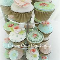 Vintage floral china cupcakes