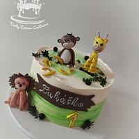 Animal cake for 1st birthday 