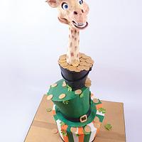 St Patrick's Day & Giraffe theme Mad Hatter Birthday Cake