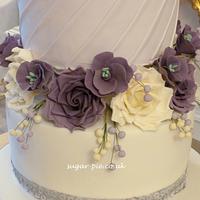 Sequin pleated wedding cake