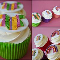 modern colourful bright baby shower cupcakes