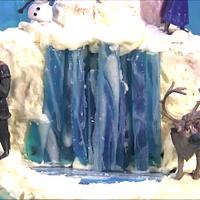 Frozen Cake With  Lighted Waterfall and Elsa's  Ice Castle