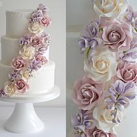 Cascading roses and wisteria