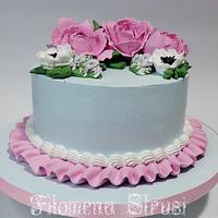 My Birthday whippingcream flower cake