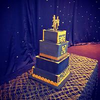Black & gold birthday cake
