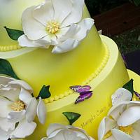 Ombre magnolia wedding cake