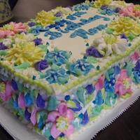 Pastel buttercream floral cake