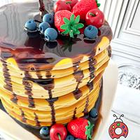 Pancake Stack Cake with  Fondant Berries